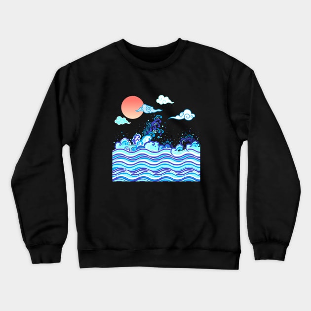 waves Crewneck Sweatshirt by zzzozzo